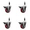 Service Caster 3.5'' Red Poly Swivel 7/8'' Expanding Stem Caster Set with Brake, 4PK SCC-EX20S3514-PPUB-RED-PLB-78-4 - alternate 1